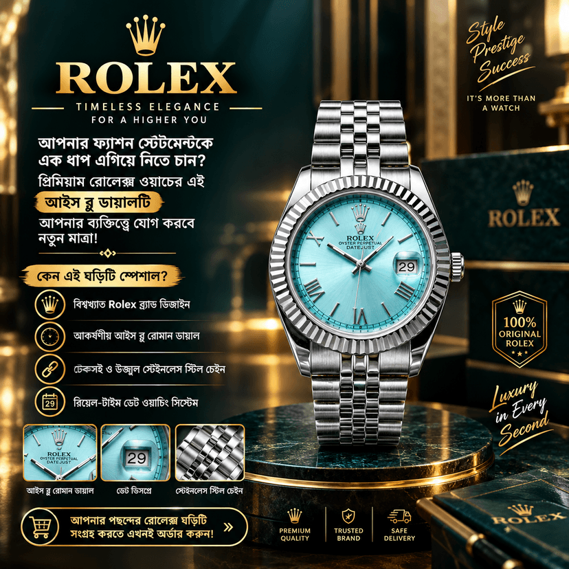Rolex Oyster Perpetual / Datejust Ice Blue Dial Men's Analog Watch" - Image 3